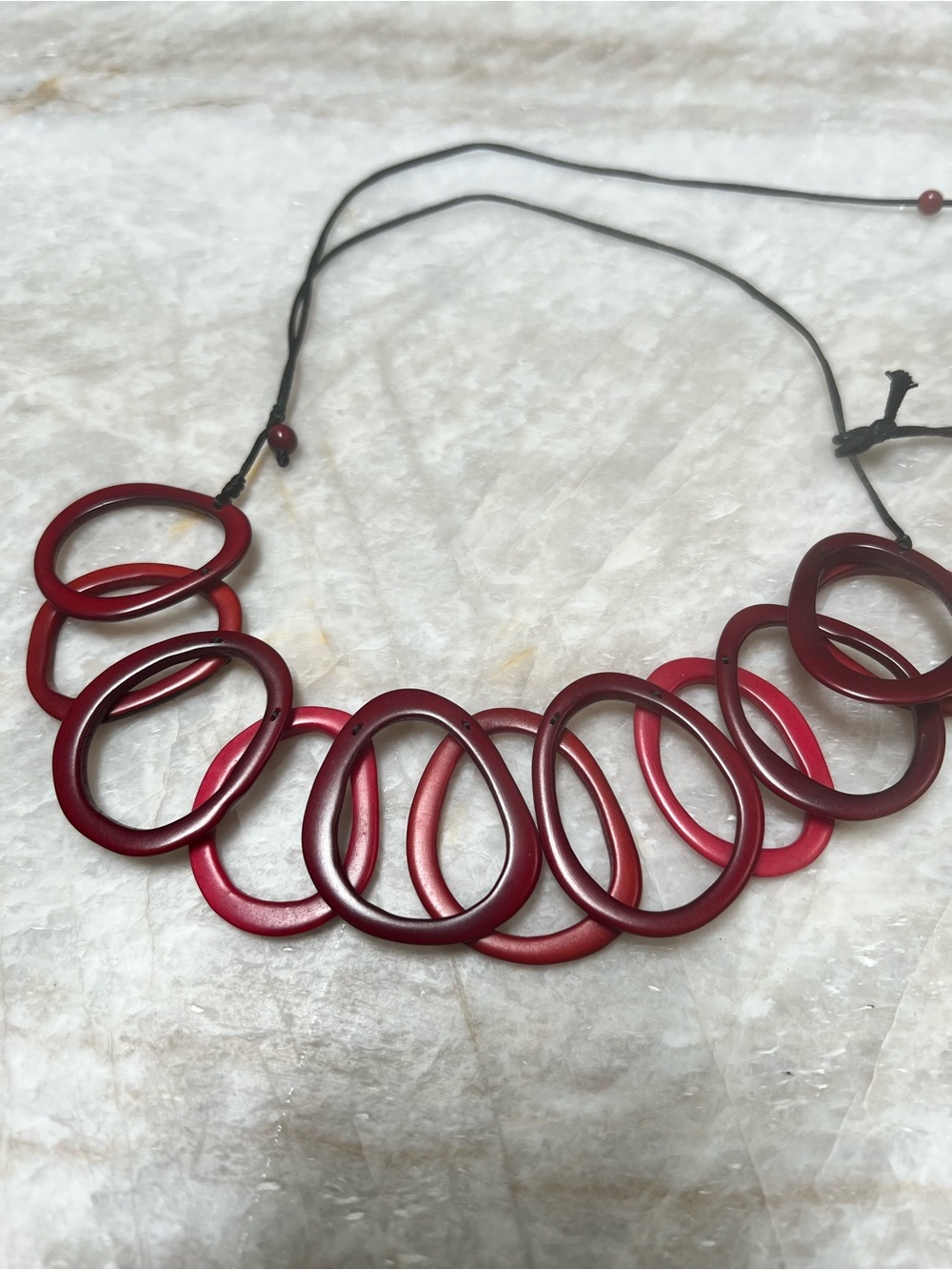 Statement Red Linked Oval Necklace - Women Jewelry